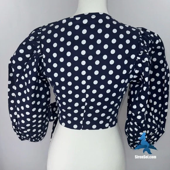 1160 NWT Choosy Infinity Wrap Top – Size Small – Navy/White Polka Dot - Picture 8 of 13